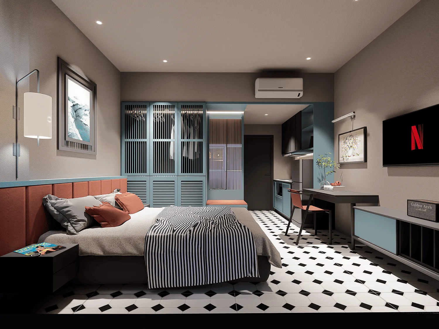 thiết kế căn hộ dịch vụ đẹp, homestay đẹp bình thạnh